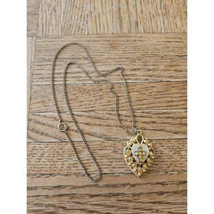 Vintage 1990s Gold Plated Clasp Adjustable Necklace 19'' Chain Heart Shape Cross